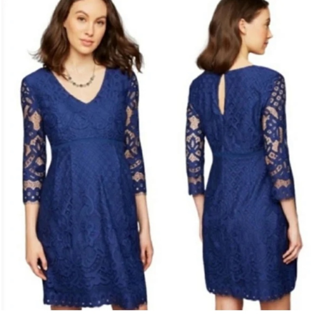 NWT navy lace Pea In A Pod Dressy elegant special occasion  Maternity dress med